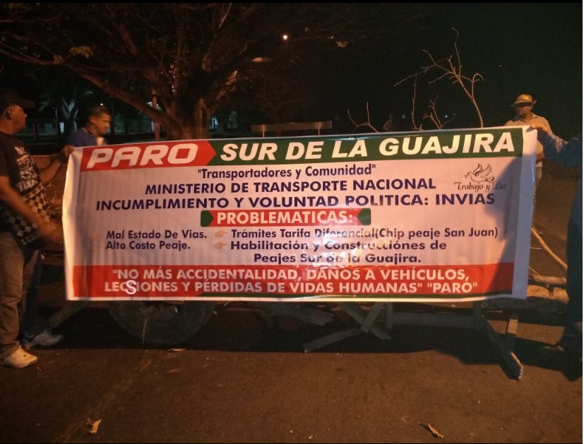 Paralizados cuatro municipios al sur de La Guajira