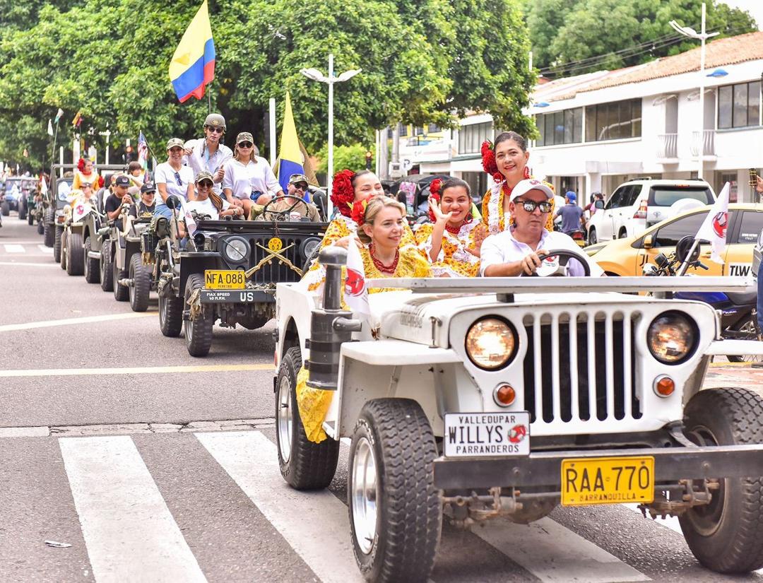 Desfile de Jeep Willys Parranderos, segundo abrebocas de la Quincuagésima quinta versión del Festival de la leyenda vallenata