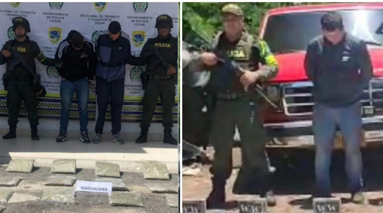 Capturados tres hombres que presuntamente transportaban droga en un vehículo en el sur del Cesar 