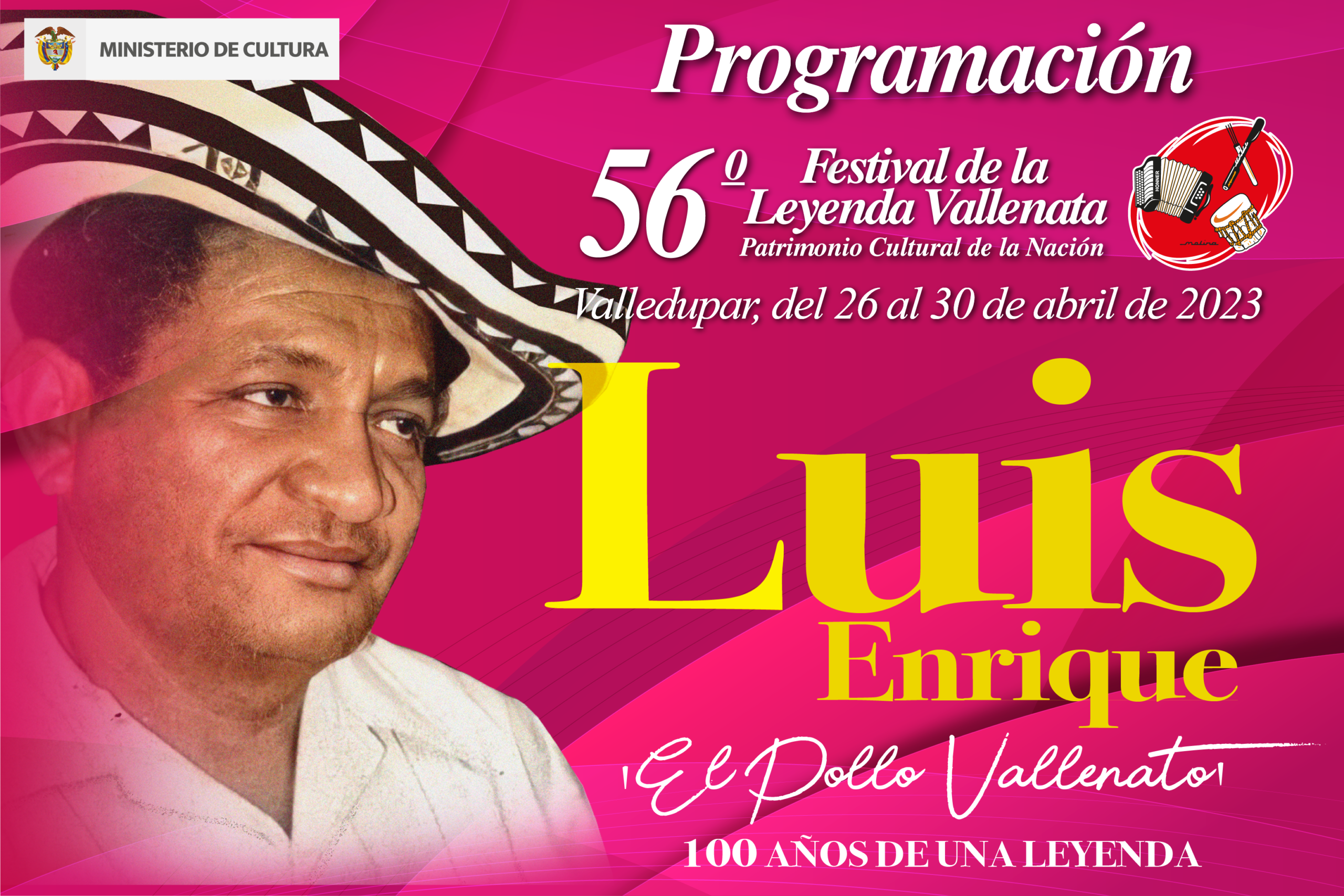 Programación del 56° Festival de la Leyenda Vallenata en homenaje a Luis Enrique Martínez