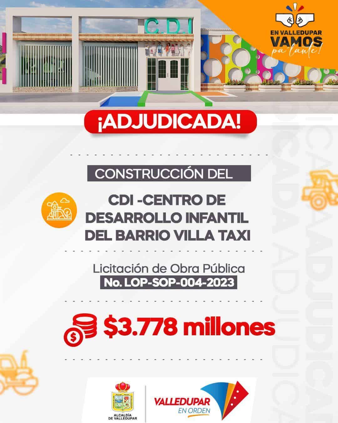 Gobierno municipal de Valledupar adjudicó construcción del CDI del barrio Villa Taxi al sur de la ciudad