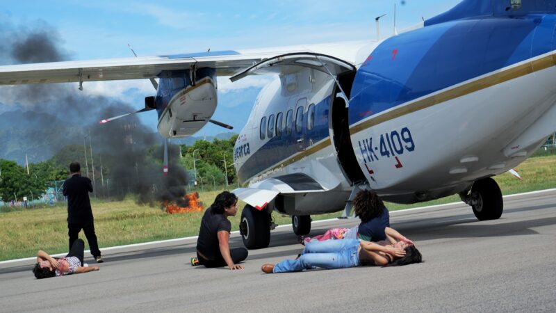 Gobernación del Cesar lideró simulacro de accidente aéreo en Valledupar