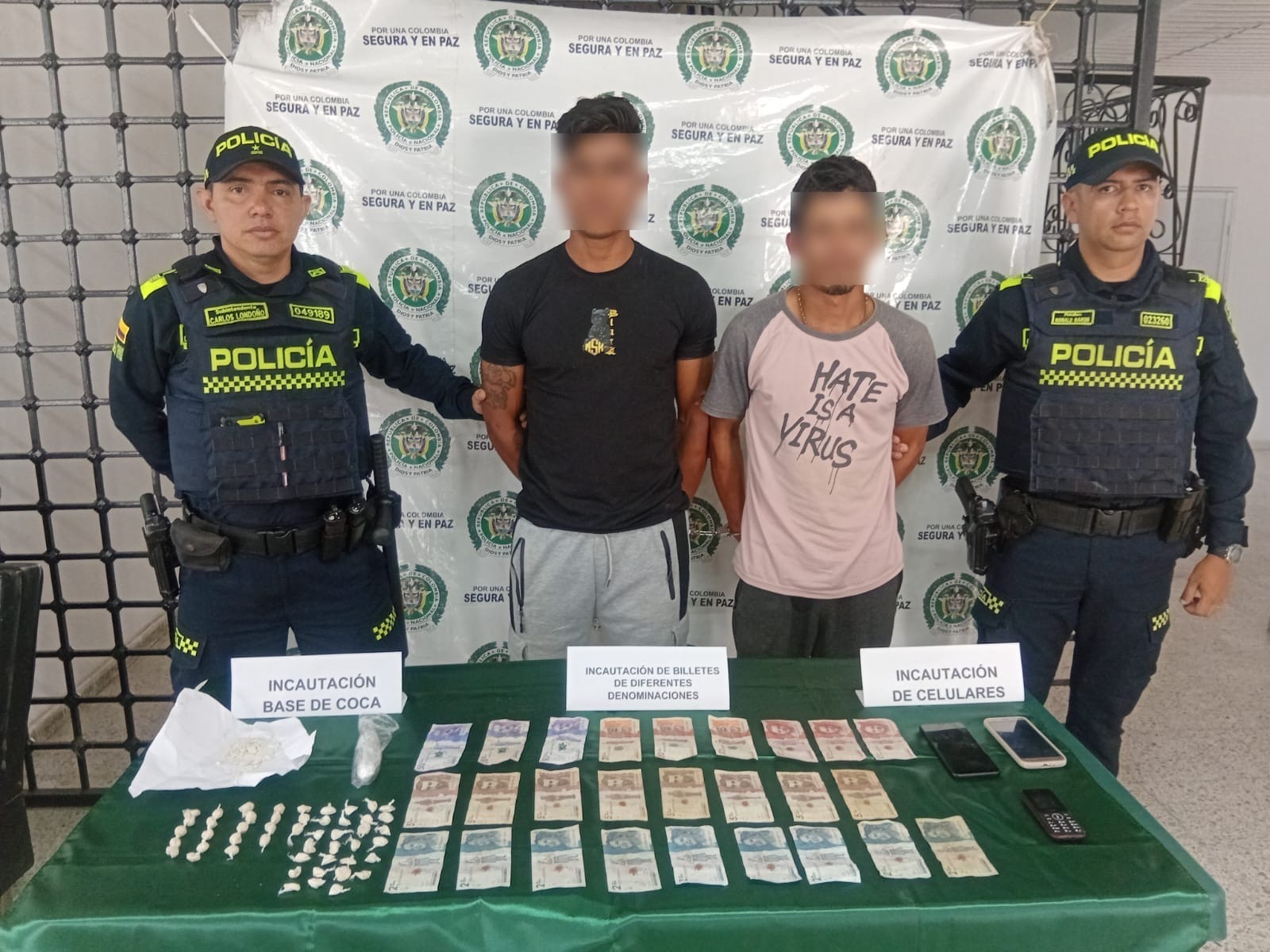 Capturan a dos personas que vendían estupefacientes en el municipio de Pueblo Bello