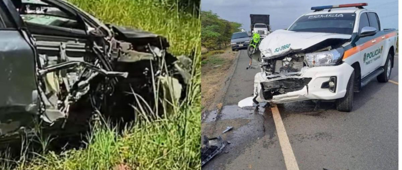 Tras atender accidente en La Guajira, camioneta de la Policía sufrió un fuerte choque: hay 4 muertos