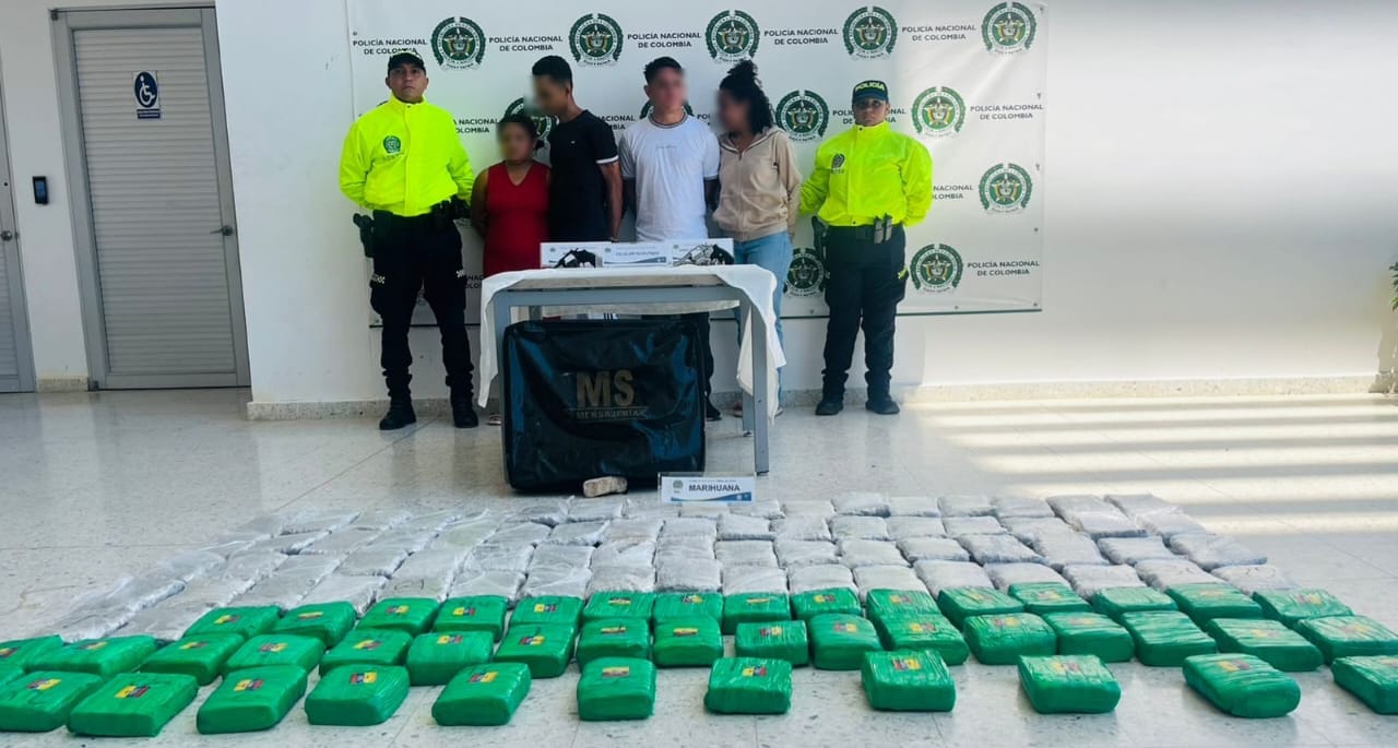 Cuatro personas fueron capturadas con más de 60.000 dosis de marihuana en Valledupar