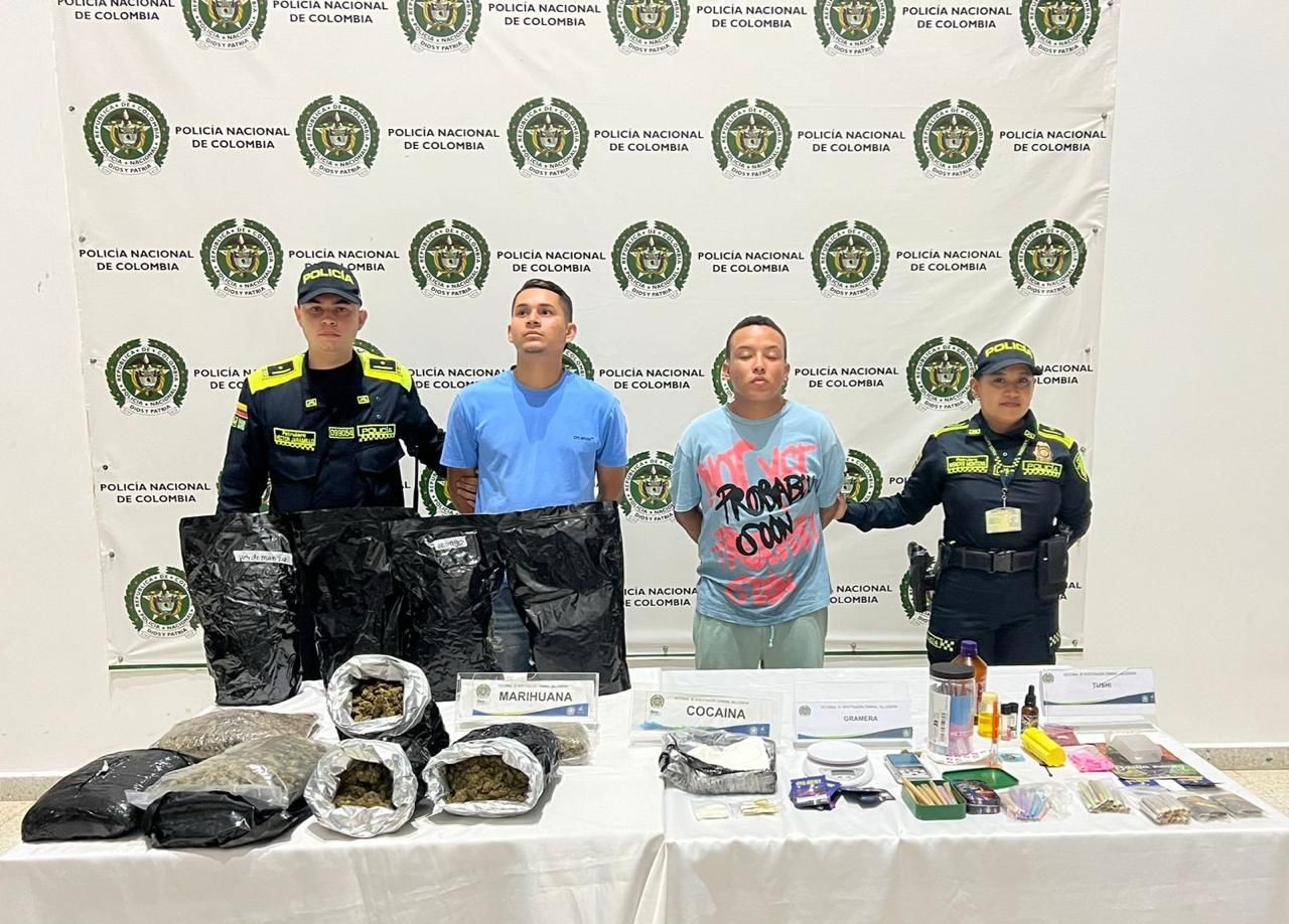 Golpe al microtráfico en Valledupar: dos capturados y más de seis kilos de droga incautados
